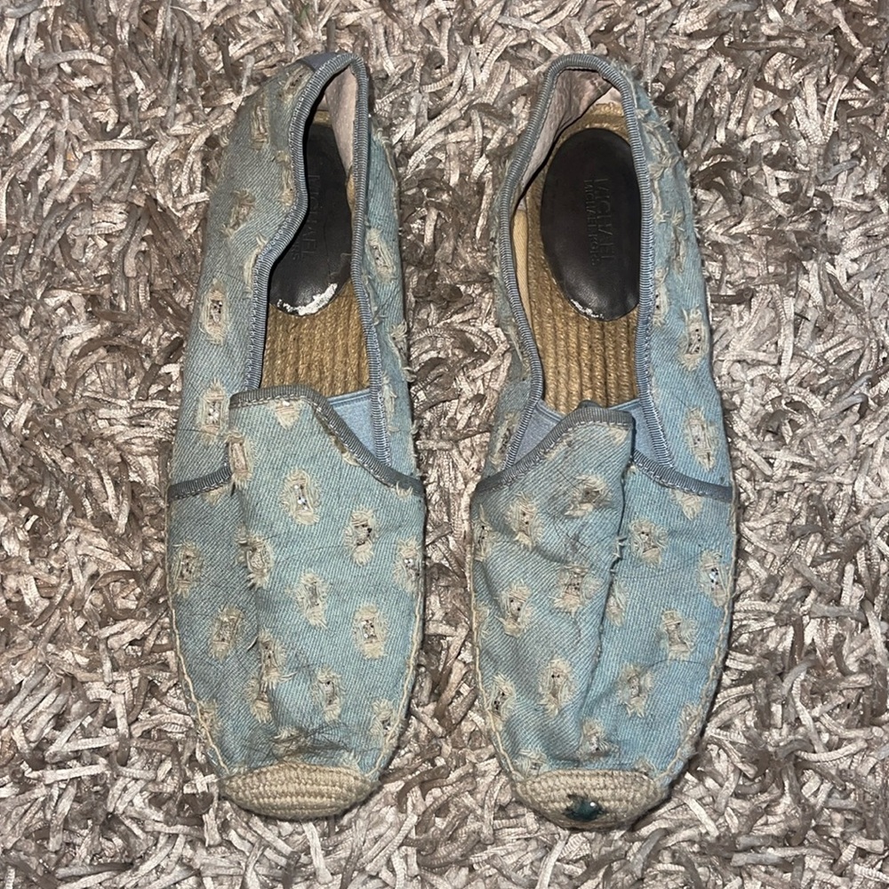 Michael Kors denim sparkly espadrille shoes size 9